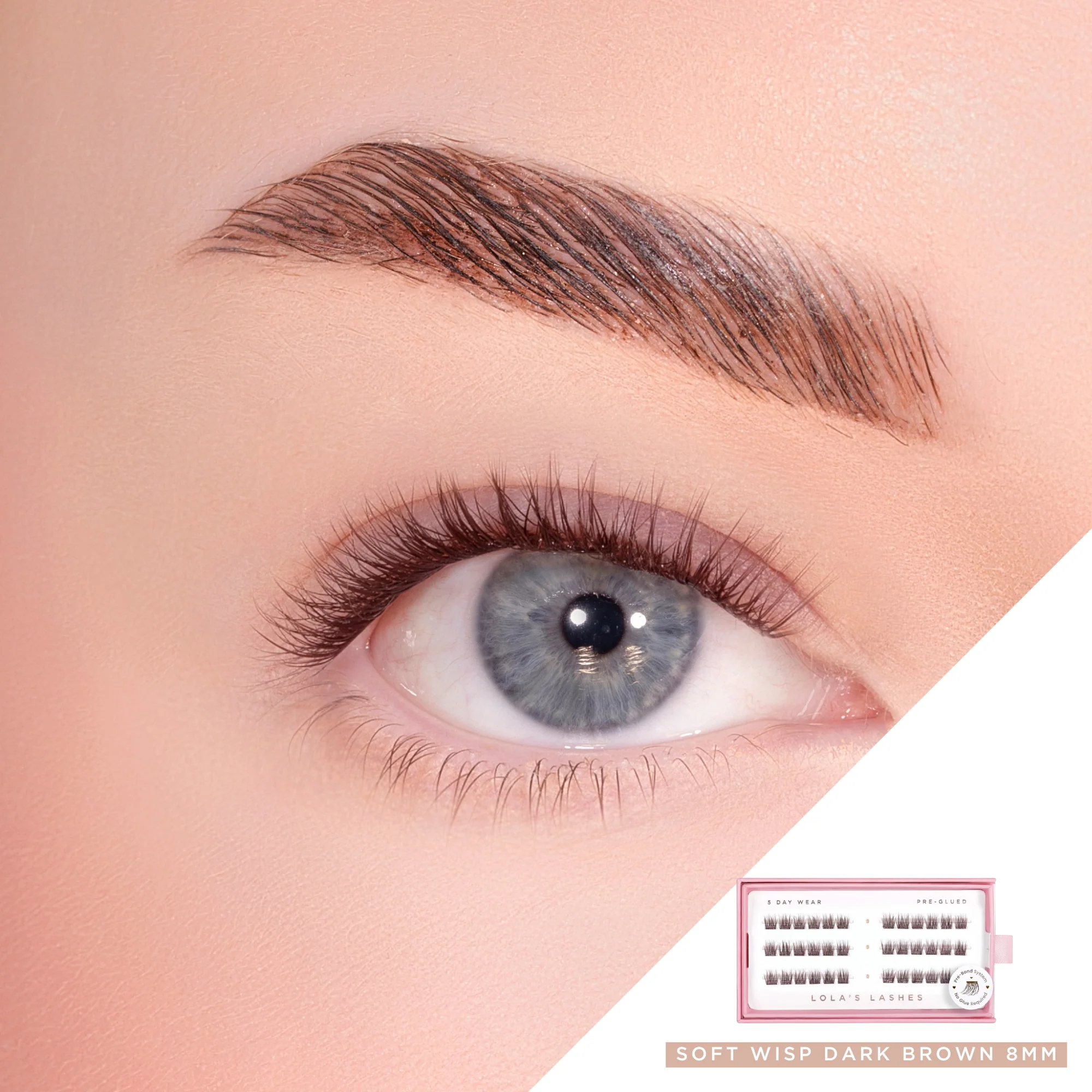 Soft Wisp Dark Brown Single Length Pre-Glued Lashes - Image 2